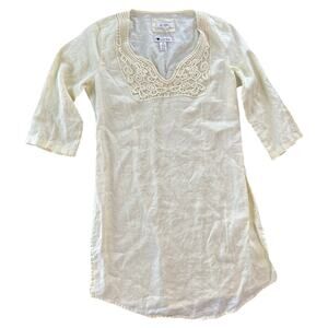 Malvin Yellow Linen Dress M Tunic Hamberg Germany Lagenlook Beach Natural Fiber